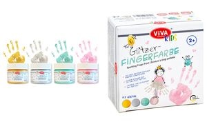 ViVA DECOR Fingerfarbe "ViVA KIDS", 4er-Set Glitzer