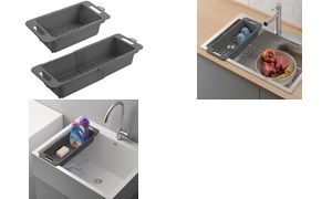 metaltex Spülkorb Drain-Flex, ausziehbar, Kunststoff, grau