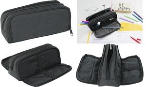 EBERHARD FABER Schlamper-Etui, 3 Fächer, anthrazit/schwarz