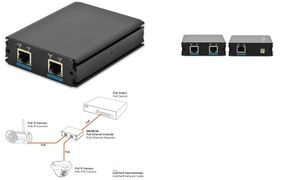 DIGITUS Fast Ethernet PoE+ Verstärker, Reichweite: 300 m