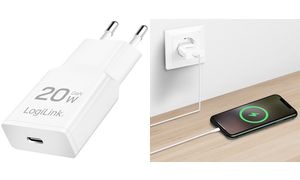LogiLink USB-Steckdosenadapter, 1x USB-C (PD), 20 Watt, weiß