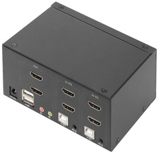 DIGITUS KVM Switch, 2-Port, Dual-Display, 4K, HDMI