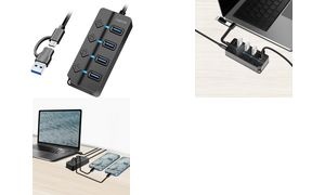 LogiLink USB 3.2 Hub, 4 Port, mit Ein-/Ausschalter, schwarz