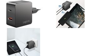 LogiLink USB-Steckdosenadapter, 1x USB-A, 1x USB-C, 45 Watt