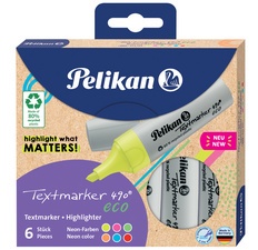 Pelikan Textmarker 490 eco, 4er Etui Neon-Farben