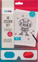 HEYDA 3D Zeichen-Set, Block mit 3D-Brille