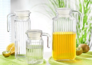 Esmeyer Arcoroc Glaskrug "QUADRO", mit Deckel, 1,7 Liter