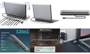DIGITUS Docking Station, USB-C, 12-Port, grau / schwarz