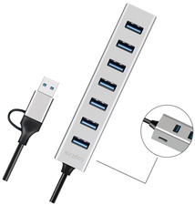 LogiLink USB 3.0 Hub, 7-Port, 7x USB-A, silber