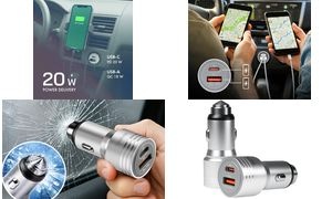 LogiLink USB-KFZ-Ladegerät, 2-fach, 20 Watt, silber