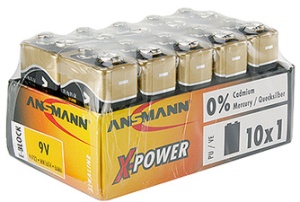 ANSMANN Alkaline Batterie "X-Power",9V E-Block, 10er Display