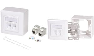 LogiLink Anschlussdose Kat.6A, 2x RJ45, weiß, geschirmt