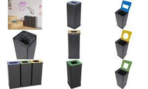 ALBA Wertstoffsammelbox für Kunststoff, schwarz/gelb, 50 L