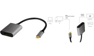 LogiLink USB-C - DisplayPort Adapterkabel, schwarz/grau