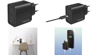 LogiLink USB-Adapterstecker, 1x USB-C PD, 18 Watt, schwarz