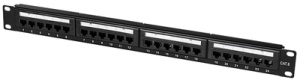 LogiLink 19" Patch Panel Kat.6, 24-Ports, schwarz, 1HE