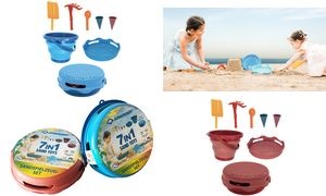 SCHILDKRÖT 7in1 Sand-Spielzeug Falteimer Set, blau