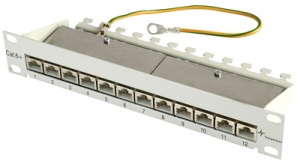 Telegärtner 10" Patch Panel, Kat.6A(tief) 1 HE, 12 x RJ45