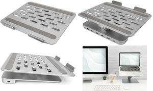 DIGITUS Notebook-Ständer, mit USB-C Docking Station, silber