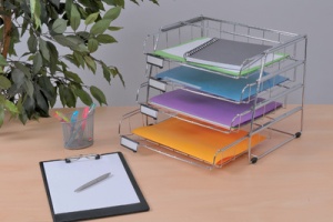 ALBA Briefablage "COR4F", aus Drahtmetall, DIN A4, 4-fach