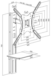 LogiLink TV-Wandhalterung mit Ablage, für 81,28 - 139,7 cm