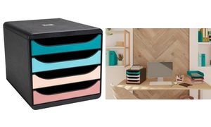 EXACOMPTA Schubladenbox BIG-BOX Skandi, 4 Schübe, farbig