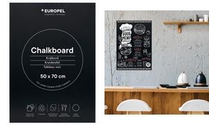 EUROPEL Kreidetafel ohne Rahmen, 500 x 1.000 mm, schwarz