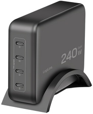 LogiLink USB-C Tisch-Ladegerät, 4x Port, GaN, 240 Watt