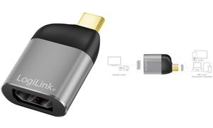 LogiLink USB-C - DisplayPort Adapter, Aluminium-Gehäuse