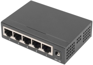 DIGITUS Desktop Gigabit Switch, Unmanaged, 5-Port, schwarz