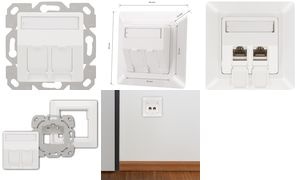 LogiLink Anschlussdose für Keystone-Module, 2-fach, reinweiß
