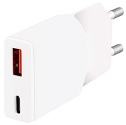 LogiLink USB-Steckdosenadapter, 1x USB-C (PD), 1x USB-A (QC)