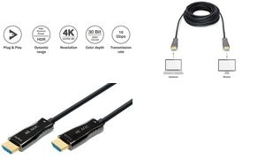 DIGITUS HDMI AOC Hybrid Glasfaser-Anschlusskabel, 10 m