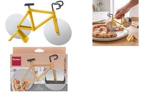 metaltex Fun Kitchen Pizzaschneider Pizza-Fahrrad, gelb