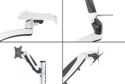 DIGITUS Monitorarm mit Maus- und Tastaturablage, weiß