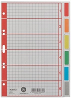 LEITZ Karton-Register extrastark, blanko, A5, 6-teilig, grau