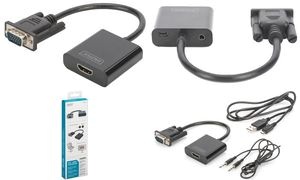 DIGITUS VGA - HDMI + Audio Konverter, schwarz