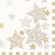 PAPSTAR Weihnachts-Motivservietten "Stardust", creme