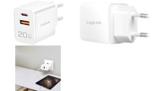 LogiLink USB-Steckdosenadapter, 1x USB-A, 1x USB-C, 20 Watt