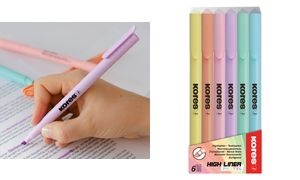 Kores Textmarker-Pen "High Liner Pastell", 6er Etui