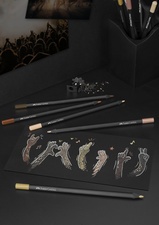 FABER-CASTELL Dreikant-Buntstifte Black Edition, 12er Etui