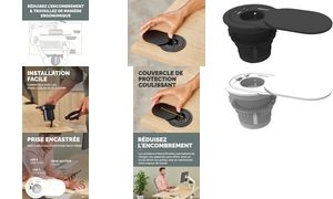 Fellowes Tisch-Einbausteckdose Power Spot, Typ E, weiß