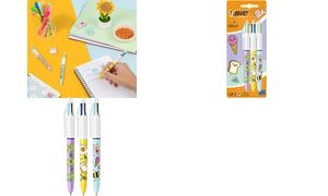 BIC Druckkugelschreiber 4 Colours Kawaii, 3er Blister