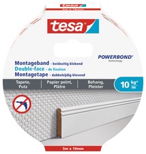 tesa Powerbond Montageband für Tapete/Putz, 19 mm x 1,5 m