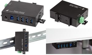 LogiLink USB 3.0 Industrie-Hub, 4-Port, schwarz