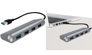 LogiLink USB 3.0 Hub, 4-Port, Aluminiumgehäuse, grau