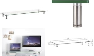 LogiLink Monitorständer, extra breit, Stahl/Glas, silber
