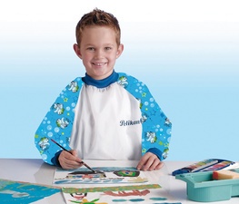 Pelikan Malschürze Boy, grau/blau, mit Klettverschluss