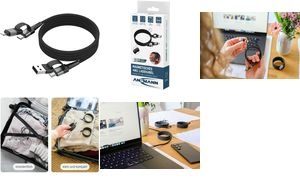ANSMANN Magnetisches 4in1 Daten- & Ladekabel, 1,2 m, schwarz