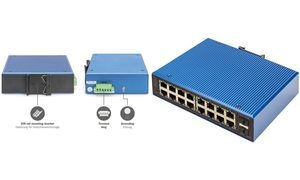 DIGITUS Industrial Gigabit Ethernet Switch, L2 managed, 16+2